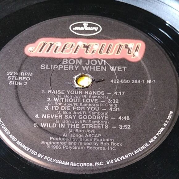 Bon Jovi 'Slippery When Wet' Vinyl Record - Picture 10 of 10